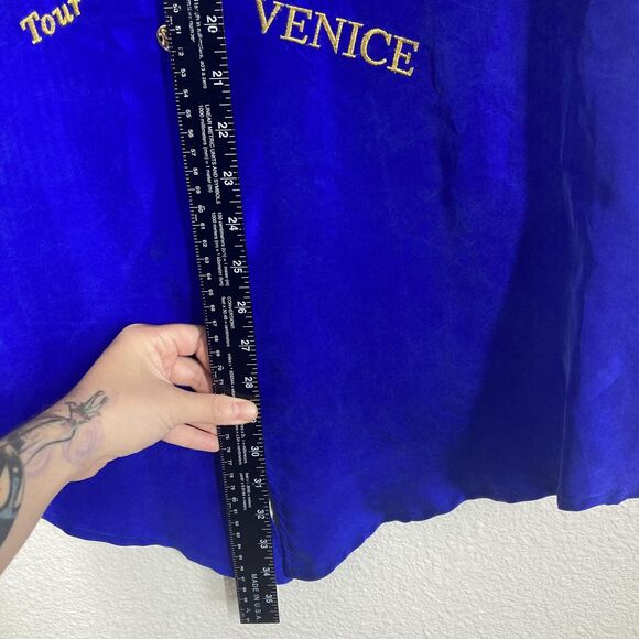 Vintage Strictly Silk Shirt Womens Medium Travel Embroidered Rome Venice St - Picture 8 of 16